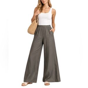 Anthropologie Edme & Esyllte Wide Leg Palazzo Linen Blend Pants XS Boho -Flawed